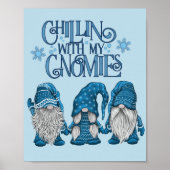 Kerstblauwe wintertrio-chillin met mijn gnomen poster (Voorkant)