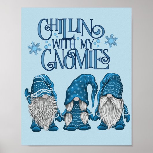 Kerstblauwe wintertrio-chillin met mijn gnomen poster (Voorkant)