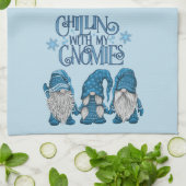 Kerstblauwe wintertrio-chillin met mijn gnomen theedoek (Gevouwen)