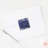 kerstblauwe zilverglitter vierkante sticker (Envelop)
