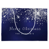kerstblauwe zilverwitte glitterfamilie groot cadeauzakje (Achterkant)