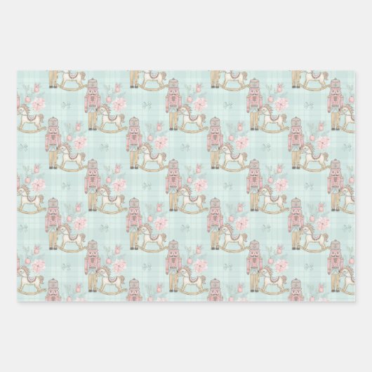 kerstblauwhelmen Glitter Festive Patronen Inpakpapier Vel (Voorkant)