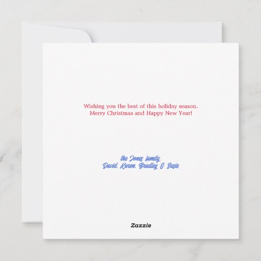 KerstblauwSnoep Lijst  Feestdagenkaart (Achterkant)