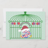 KerstblauwVogel in kooi Feestdagenkaart (Voorkant)