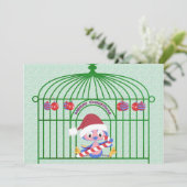 KerstblauwVogel in kooi Feestdagenkaart (Staand voorkant)