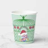 KerstblauwVogelfeestdag Gedecorreerde vogelkooi Papieren Bekers (Achterkant)