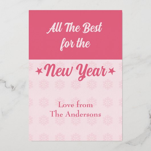 Kerstblazers sterren sneeuwvlokfoto's roze folie feestdagenkaart (Achterkant)