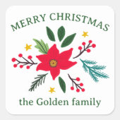 Kerstbloem Botanicals Foliage Vakantie CUSTOM Vierkante Sticker