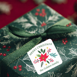 Kerstbloem Botanicals Foliage Vakantie CUSTOM Vierkante Sticker