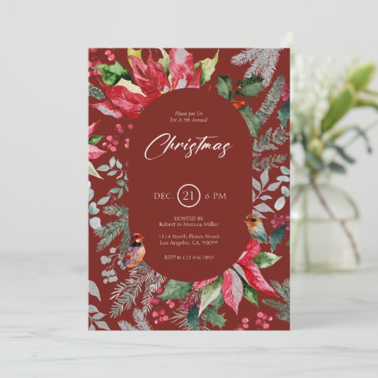 Kerstbloem en bladeren Waterverf 2 Kaart (Staand voorkant)