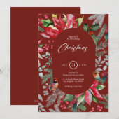 Kerstbloem en bladeren Waterverf 2 Kaart (Voorkant / Achterkant)