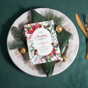 Kerstbloem en bladeren Waterverf Kaart