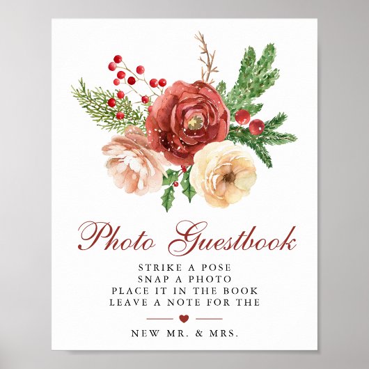 Kerstbloem Foliage Trouwfoto Guestbook  Poster