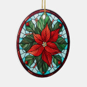 Kerstbloem gekleurd glas stijl keramisch ornament (Rechts)