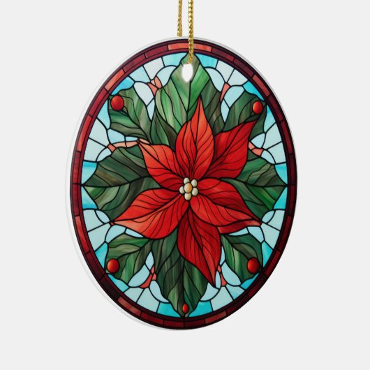 Kerstbloem gekleurd glas stijl keramisch ornament (Rechts)