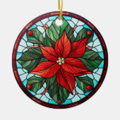 Kerstbloem gekleurd glas stijl keramisch ornament (Voorkant)