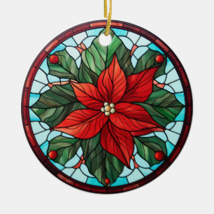 Kerstbloem gekleurd glas stijl keramisch ornament