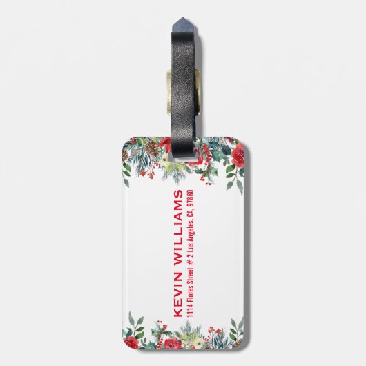 Kerstbloem grens bagagelabel (Achterkant verticaal)