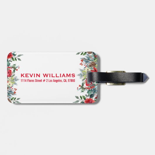 Kerstbloem grens bagagelabel (Achterkant horizontaal)