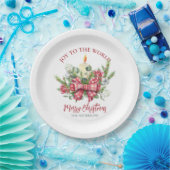 Kerstbloem Joy aan de wereld-dennenboog Papieren Bordje (Feest)