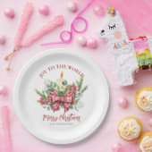 Kerstbloem Joy aan de wereld-dennenboog Papieren Bordje (Feest)