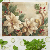 Kerstbloem Kerstkeuken Handdoek (Gevouwen)