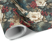 Kerstbloem met witte bloemen en groen cadeaupapier (Rol Hoek)