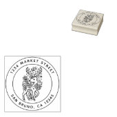 Kerstbloem patroon rendier retour adres rubberstempel (Gestempeld)