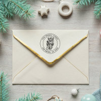 Kerstbloem patroon rendier retour adres