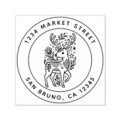 Kerstbloem patroon rendier retour adres zelfinktende stempel (Design)