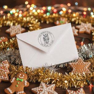 Kerstbloem patroon rendier retour adres  zelfinktende stempel