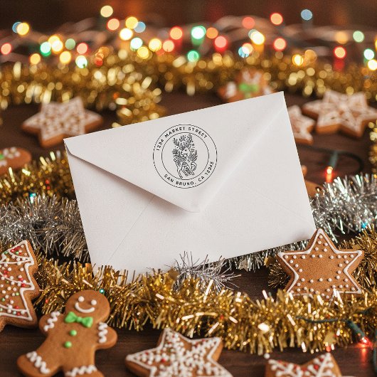 Kerstbloem patroon rendier retour adres zelfinktende stempel