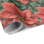 Kerstbloem Poinsettia ontwerp Cadeaupapier (Rol Hoek)
