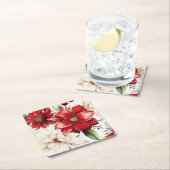 Kerstbloem Poinsettia rood groen patroon Kartonnen Onderzetters (Insitu)