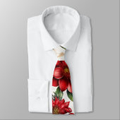 Kerstbloem Poinsettia rood groen patroon Stropdas (Gebonden)