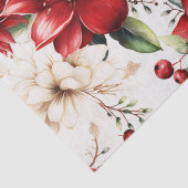 Kerstbloem Poinsettia rood groen patroon Tissuepapier (Detail)