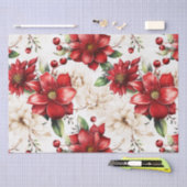 Kerstbloem Poinsettia rood groen patroon Tissuepapier (Craft)