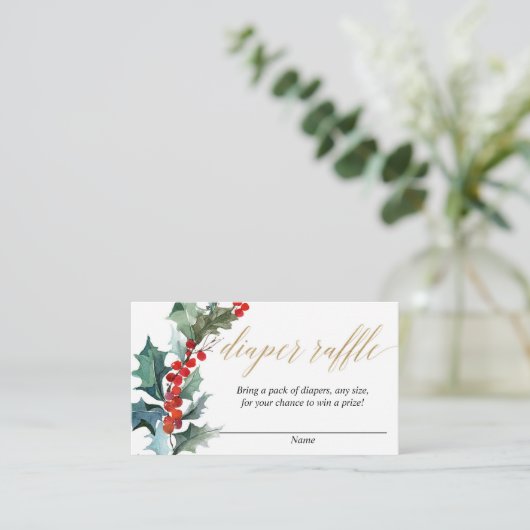 Kerstbloem rood groen goud luier verloting informatiekaartje (Staand voorkant)