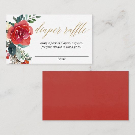 Kerstbloem rood groen goud luier verloting informatiekaartje (Voorkant / Achterkant)