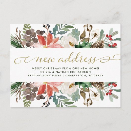 kerstbloem | vakantieverhuizing aankondigingskaart (Voorkant)