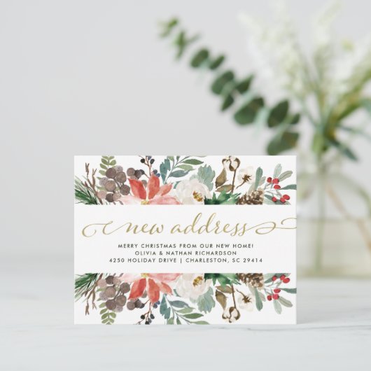 kerstbloem |  vakantieverhuizing aankondigingskaart (Staand voorkant)