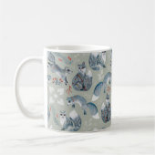 Kerstbloem versierd grijze vossen patroon koffiemok (Links)