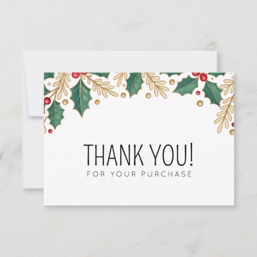 kerstbloembladeren bedankkaart (Voorkant)