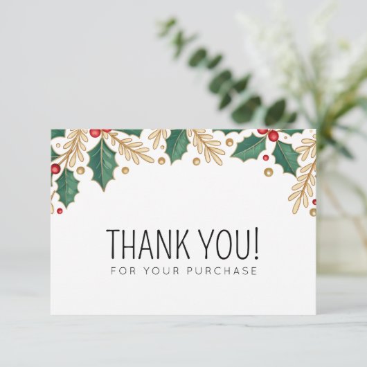 kerstbloembladeren bedankkaart (Staand voorkant)