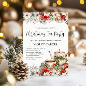 Kerstbloemen Afternoon Tea Feestelijke Fijne Party Kaart