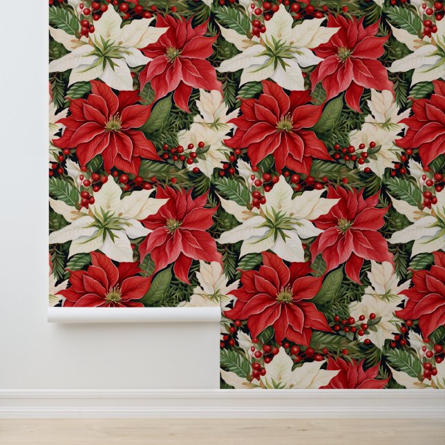 kerstbloemen behang (Applicatie)