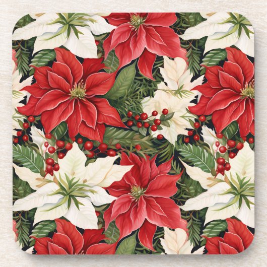 kerstbloemen bier onderzetter (Voorkant)