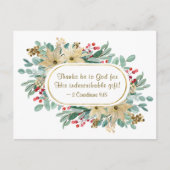 Kerstbloemen Bijbelvers dank aan God Briefkaart (Voorkant)