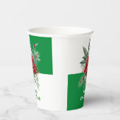 Kerstbloemen Boeket Vrolijke Kerstmis Tekst 2 Papieren Bekers (Rechts)