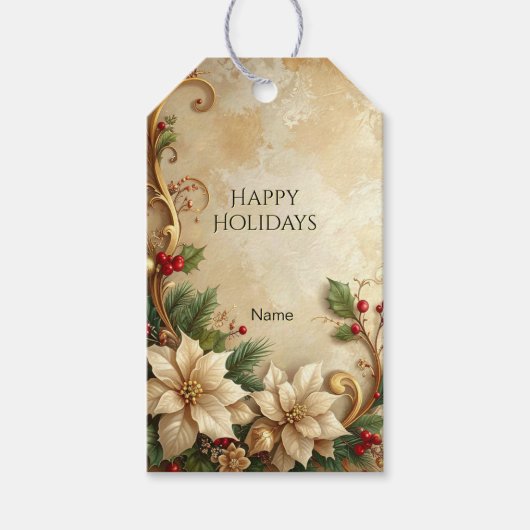 Kerstbloemen Cadeaubijsluiter Cadeaulabel (Voorkant)